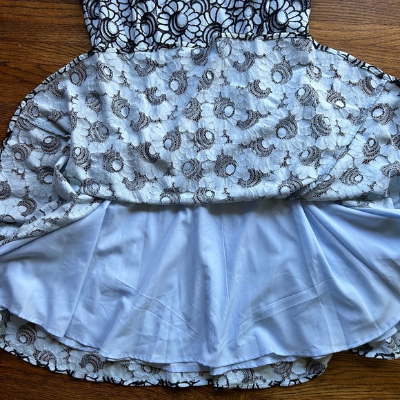 Tommy Hilfiger Blue and Black Lace Detailed Flowery A-Line Dress - Picture 8 of 9